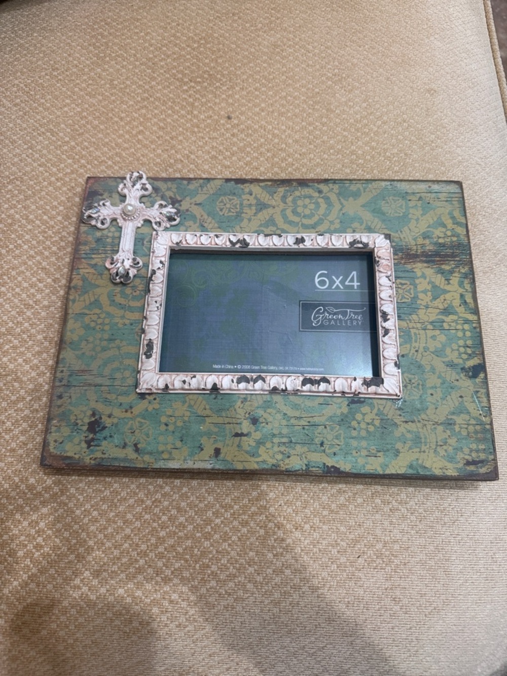 Hobby Lobby Teal and Silver Ornate Cross Picture Frame